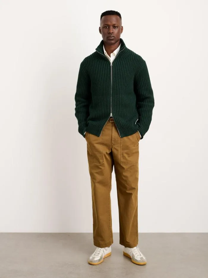 Alex Mill Sweaters Sweatshirts Wright Cardigan In Chunky Cotton Dark Spruce 8211 Men