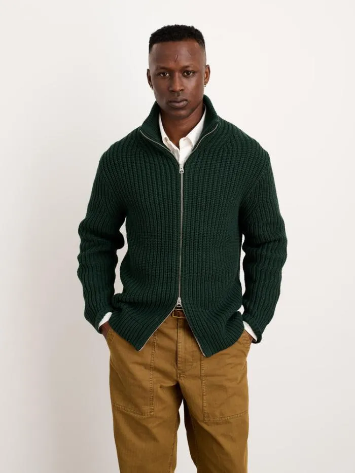 Alex Mill Sweaters Sweatshirts Wright Cardigan In Chunky Cotton Dark Spruce 8211 Men