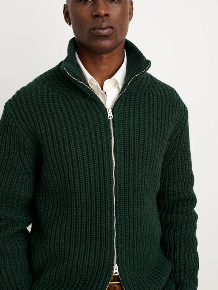 Alex Mill Sweaters Sweatshirts Wright Cardigan In Chunky Cotton Dark Spruce 8211 Men