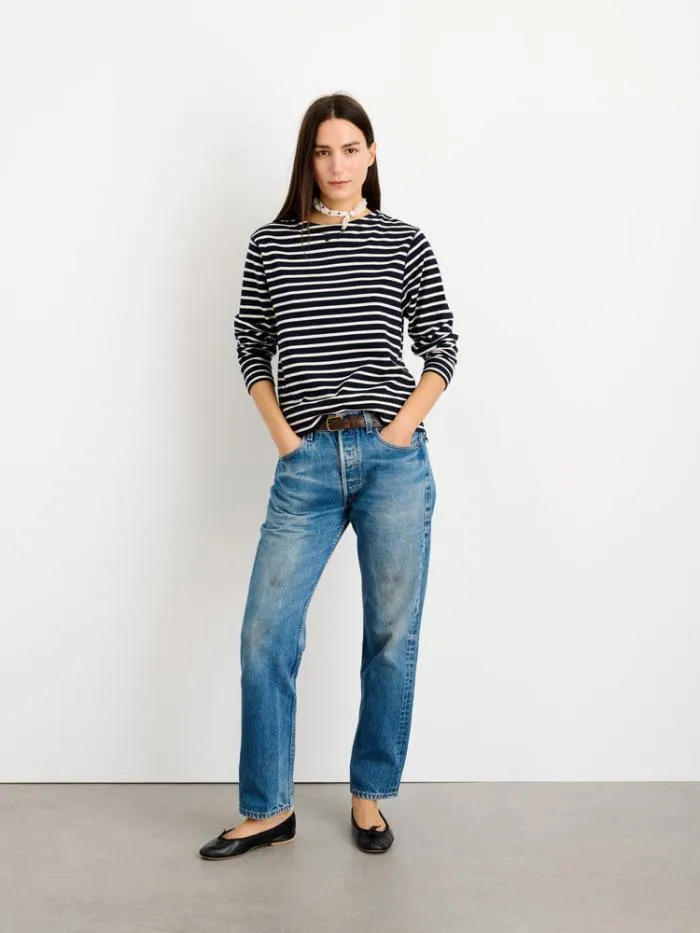 Alex Mill Tees Tanks Lakeside Striped Tee Dark Navynatural 8211 Women