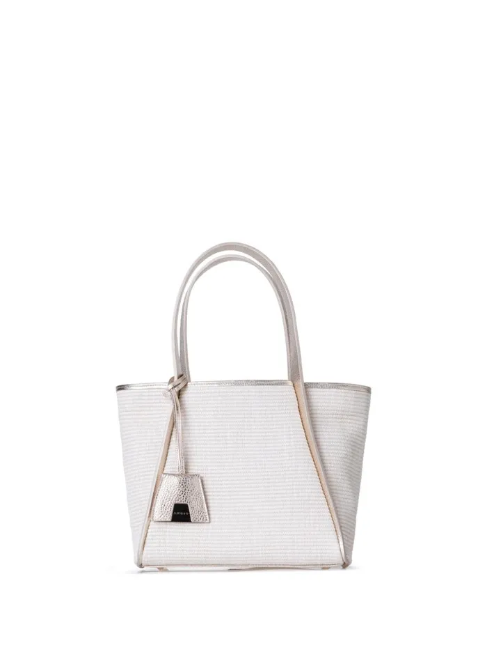 Alex Tote Bag In Raffia And Leather Ecrustucco Met Women Akris Tote Bags