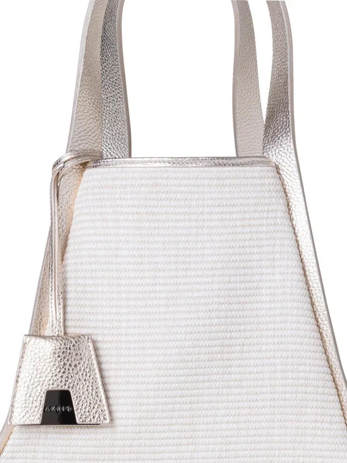 Alex Tote Bag In Raffia And Leather Ecrustucco Met Women Akris Tote Bags