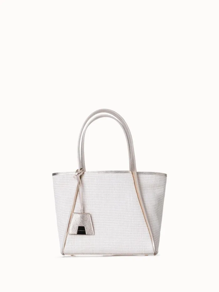 Alex Tote Bag In Raffia And Leather Ecrustucco Met Women Akris Tote Bags
