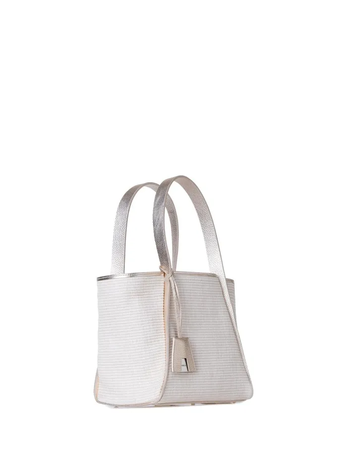 Alex Tote Bag In Raffia And Leather Ecrustucco Met Women Akris Tote Bags