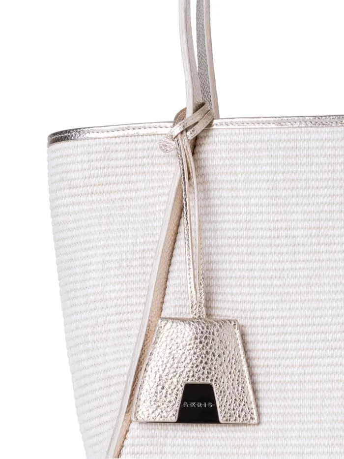 Alex Tote Bag In Raffia And Leather Ecrustucco Met Women Akris Tote Bags
