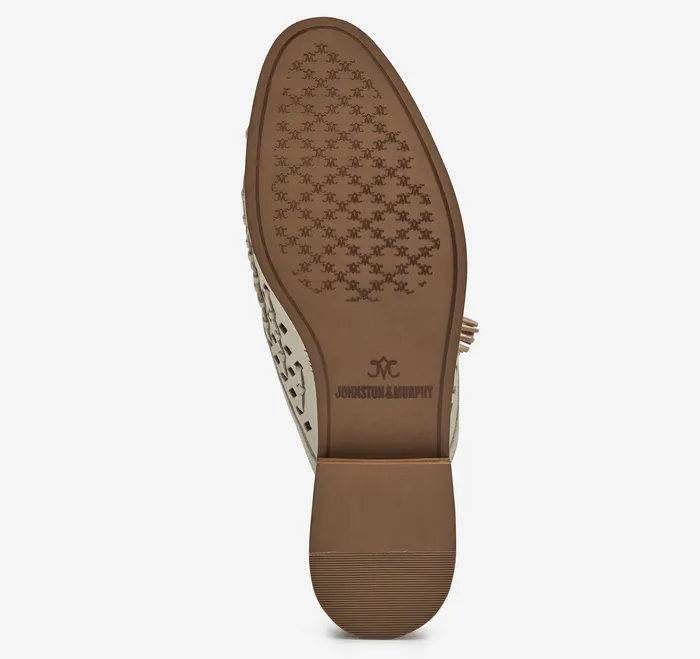 Ali Woven Tassel Mule Bone Glove Leather Mules and Loafers Johnston and Murphy Women
