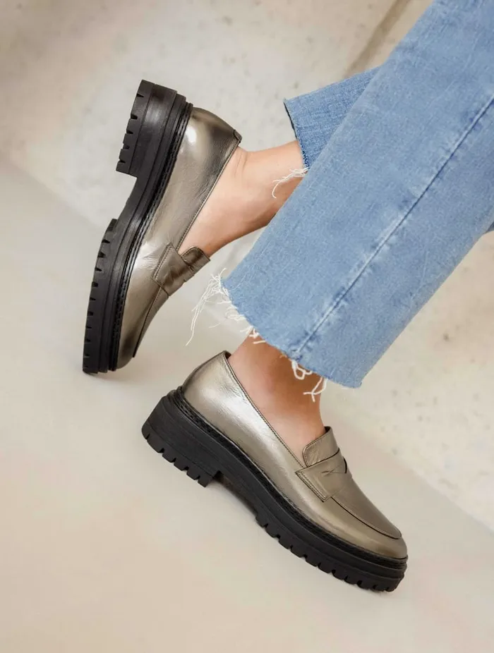 Amalia Cosmic Silver Women Bobbies Loafers and Derbies