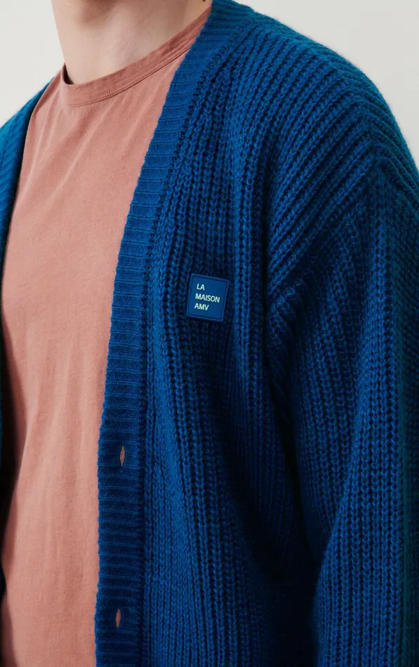 American Vintage Jumpers and Cardigans Men Cardigan Crashway Prussian Blue Melange American Vintage Jumpers and Cardigans Men Cardigan Crashway Prussian Blue Melange