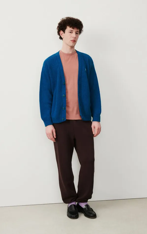 American Vintage Jumpers and Cardigans Men Cardigan Crashway Prussian Blue Melange American Vintage Jumpers and Cardigans Men Cardigan Crashway Prussian Blue Melange