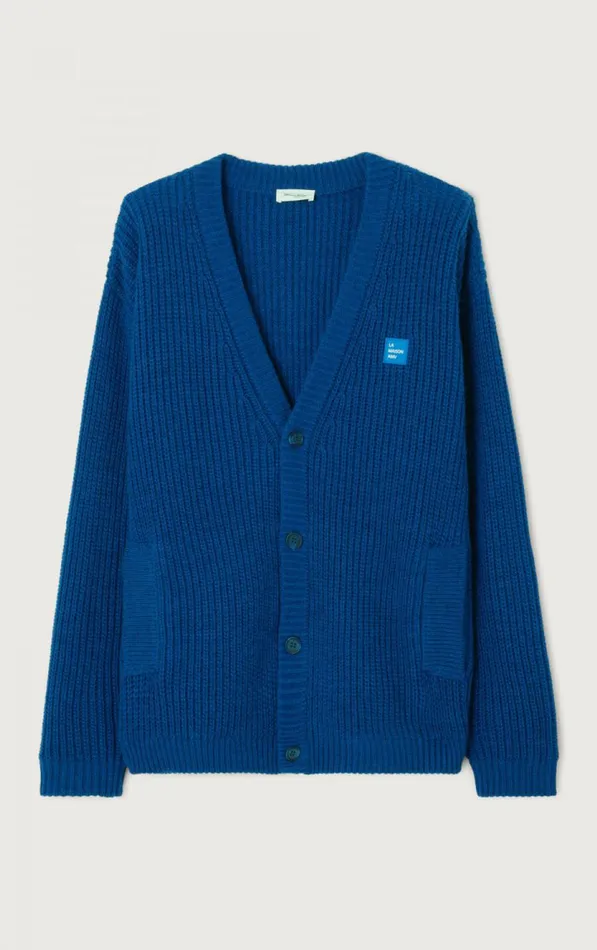 American Vintage Jumpers and Cardigans Men Cardigan Crashway Prussian Blue Melange American Vintage Jumpers and Cardigans Men Cardigan Crashway Prussian Blue Melange
