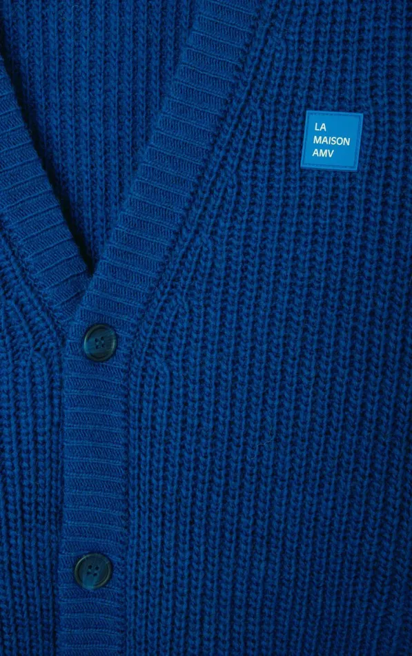 American Vintage Jumpers and Cardigans Men Cardigan Crashway Prussian Blue Melange American Vintage Jumpers and Cardigans Men Cardigan Crashway Prussian Blue Melange