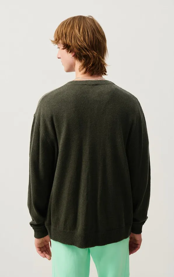 American Vintage Jumpers and Cardigans Men Cardigan Falyday Seaweed Black Melange American Vintage Jumpers and Cardigans Men Cardigan Falyday Seaweed Black Melange