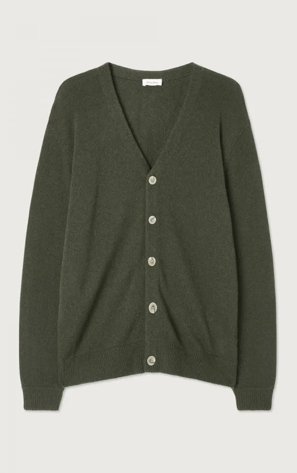 American Vintage Jumpers and Cardigans Men Cardigan Falyday Seaweed Black Melange American Vintage Jumpers and Cardigans Men Cardigan Falyday Seaweed Black Melange