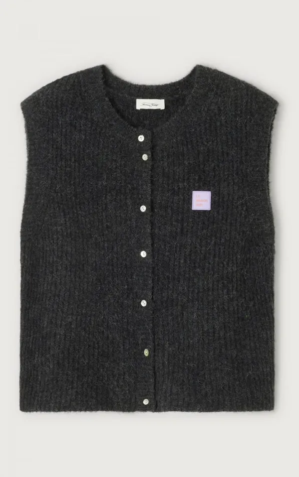 American Vintage Jumpers and Cardigans Women Cardigan East Melange Charcoal American Vintage Jumpers and Cardigans Women Cardigan East Melange Charcoal