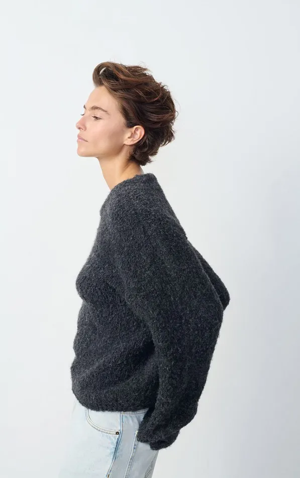 American Vintage Jumpers and Cardigans Women Jumper Zolly Melange Charcoal American Vintage Jumpers and Cardigans Women Jumper Zolly Melange Charcoal