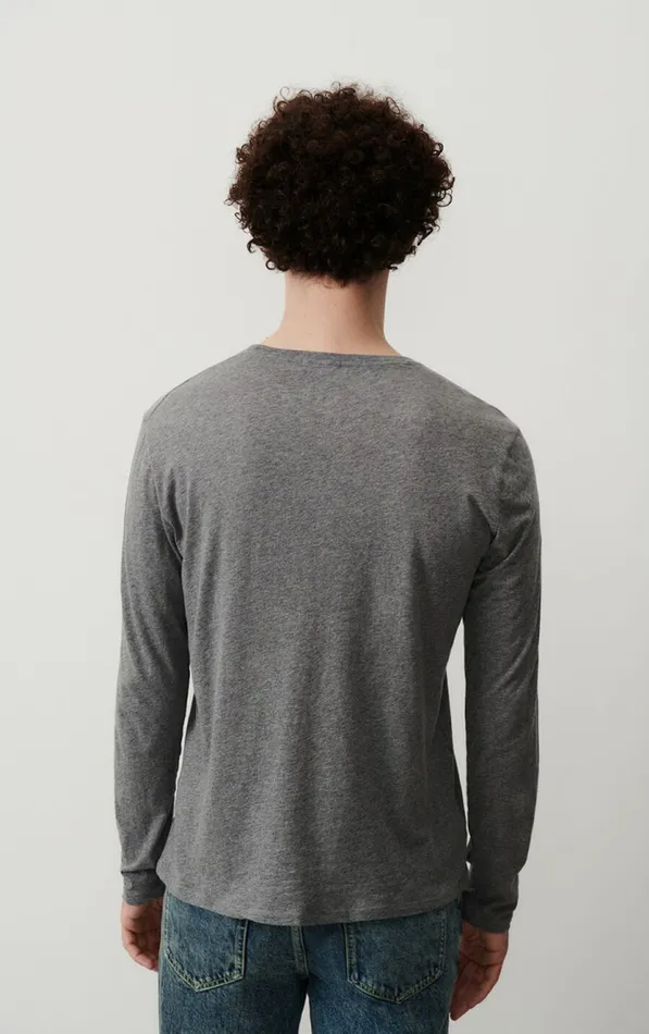 American Vintage Long Sleeve TShirts Men TShirt Decatur Heather Grey American Vintage Long Sleeve TShirts Men TShirt Decatur Heather Grey