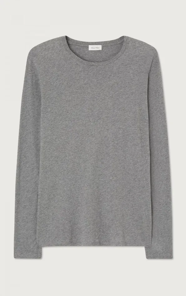 American Vintage Long Sleeve TShirts Men TShirt Decatur Heather Grey American Vintage Long Sleeve TShirts Men TShirt Decatur Heather Grey