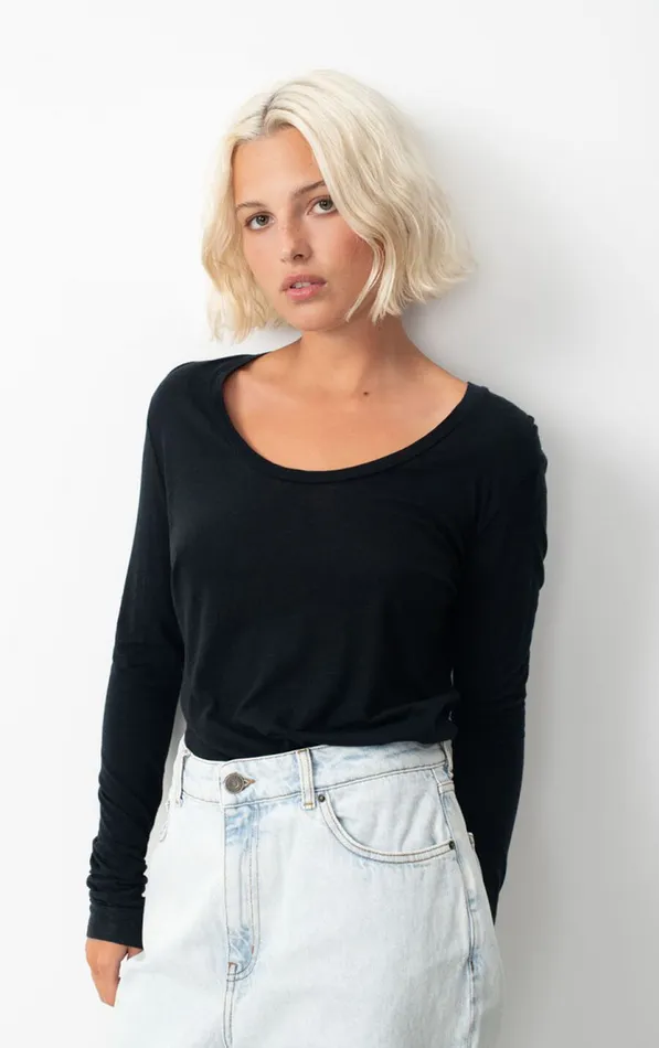 American Vintage Long Sleeve TShirts Women TShirt Jacksonville Black