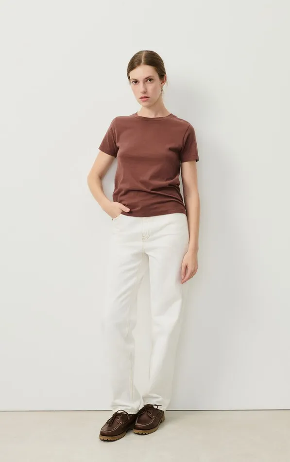 American Vintage Short Sleeve TShirts Women TShirt Gamipy Choco American Vintage Short Sleeve TShirts Women TShirt Gamipy Choco