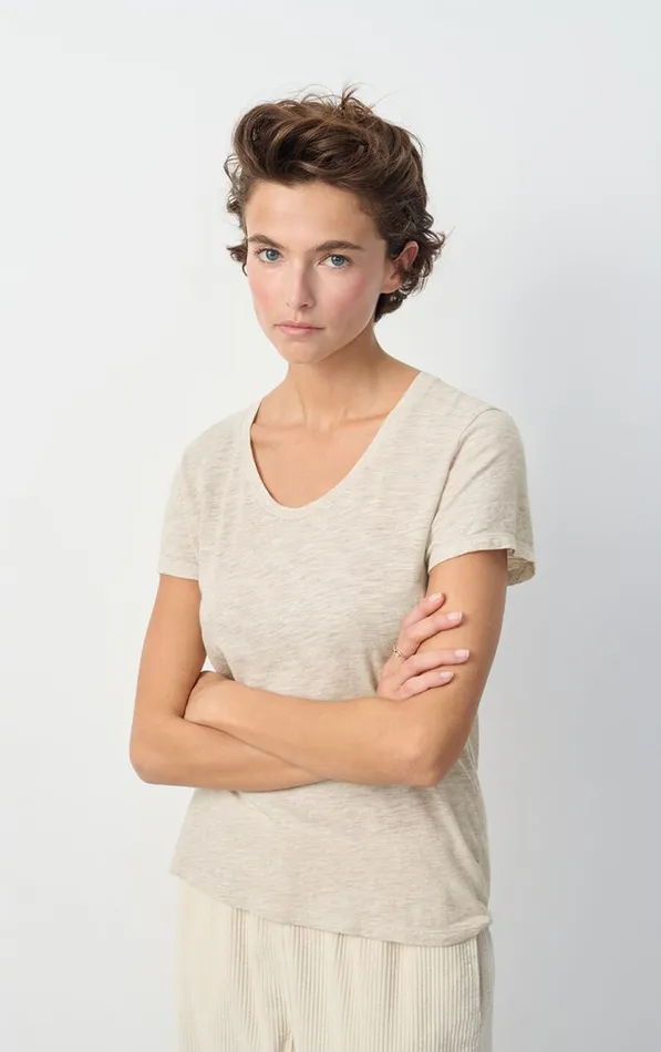 American Vintage Short Sleeve TShirts Women TShirt Jacksonville Melange Cream