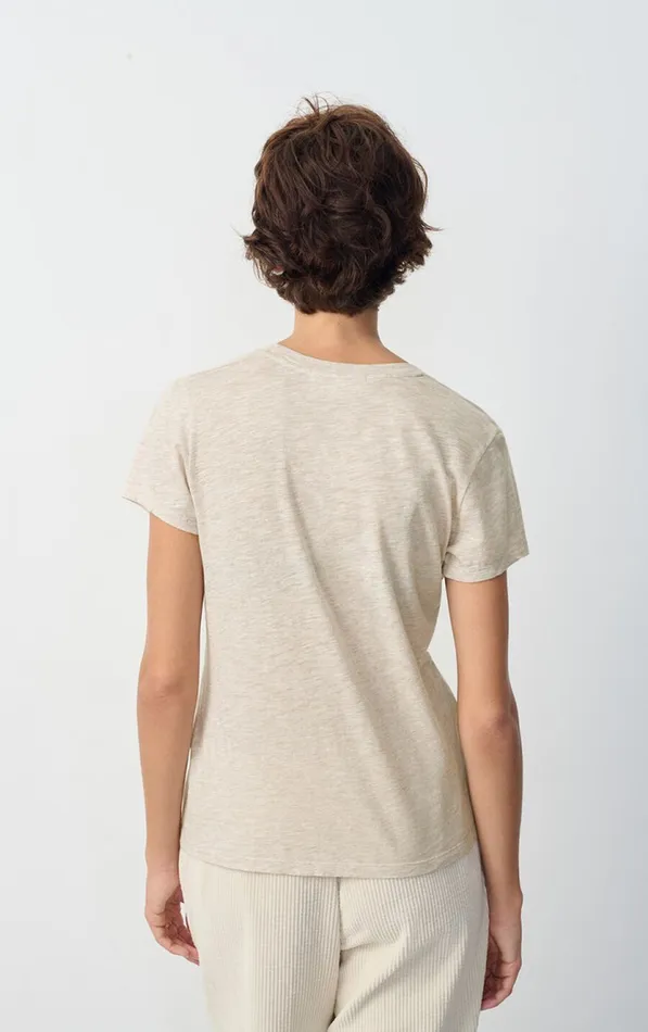 American Vintage Short Sleeve TShirts Women TShirt Jacksonville Melange Cream American Vintage Short Sleeve TShirts Women TShirt Jacksonville Melange Cream