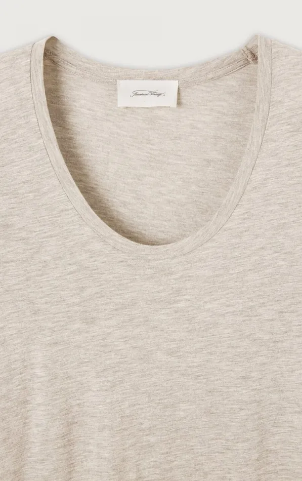 American Vintage Short Sleeve TShirts Women TShirt Jacksonville Melange Cream American Vintage Short Sleeve TShirts Women TShirt Jacksonville Melange Cream