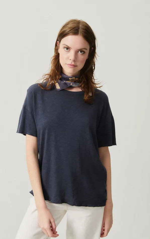 American Vintage Short Sleeve TShirts Women TShirt Sonoma Navy Blue Vintage
