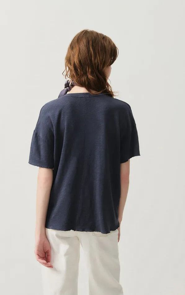 American Vintage Short Sleeve TShirts Women TShirt Sonoma Navy Blue Vintage