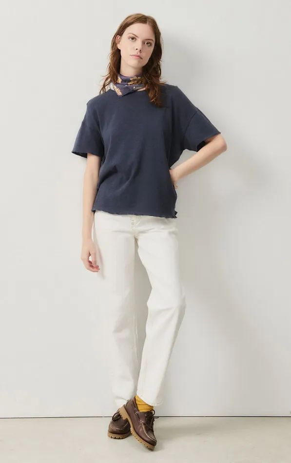 American Vintage Short Sleeve TShirts Women TShirt Sonoma Navy Blue Vintage
