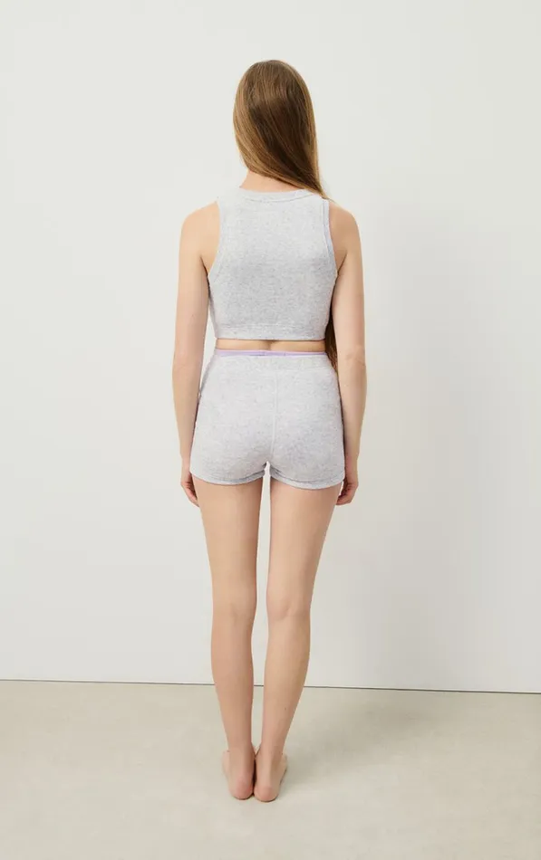 American Vintage Shorts Women Shorts Evona Melange Light Grey American Vintage Shorts Women Shorts Evona Melange Light Grey