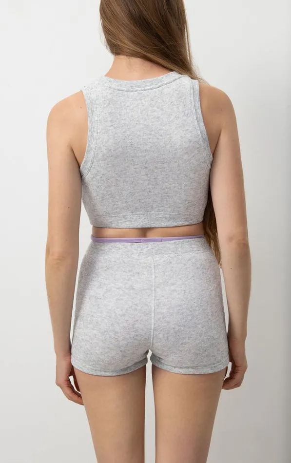 American Vintage Shorts Women Shorts Evona Melange Light Grey American Vintage Shorts Women Shorts Evona Melange Light Grey