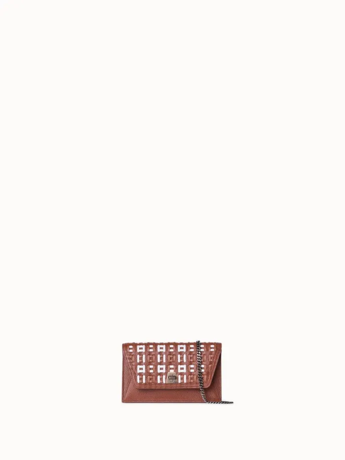 Anouk Clutch Bag In Woven Leather Caramelwhite Women Akris Mini Bags