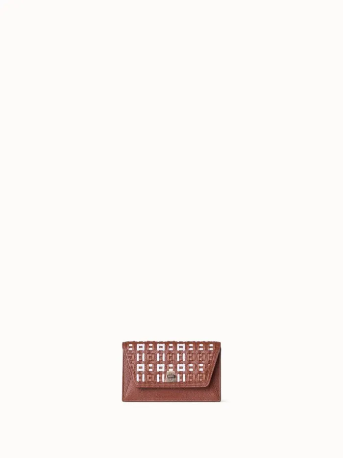 Anouk Clutch Bag In Woven Leather Caramelwhite Women Akris Mini Bags