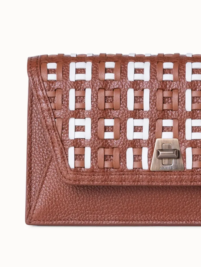 Anouk Clutch Bag In Woven Leather Caramelwhite Women Akris Mini Bags