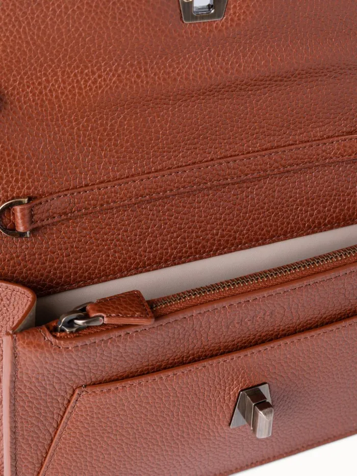 Anouk Clutch Bag In Woven Leather Caramelwhite Women Akris Mini Bags