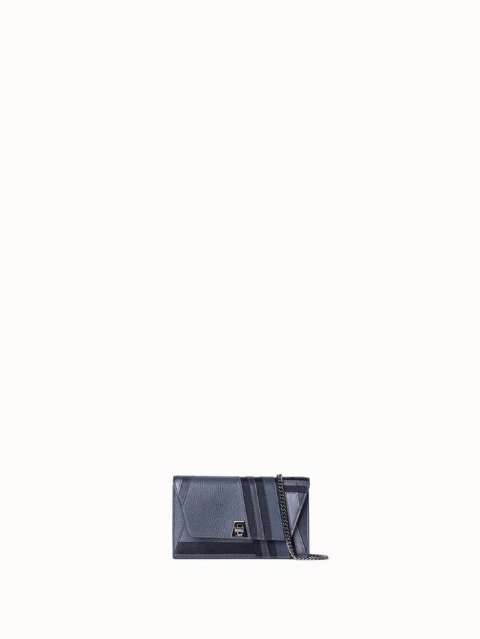 Anouk Clutch Bag In Zig Zag Trapezoid Leather Patchwork Graphite Women Akris Crossbody Bags