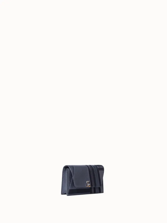 Anouk Clutch Bag In Zig Zag Trapezoid Leather Patchwork Graphite Women Akris Crossbody Bags