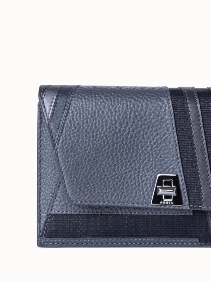Anouk Clutch Bag In Zig Zag Trapezoid Leather Patchwork Graphite Women Akris Crossbody Bags