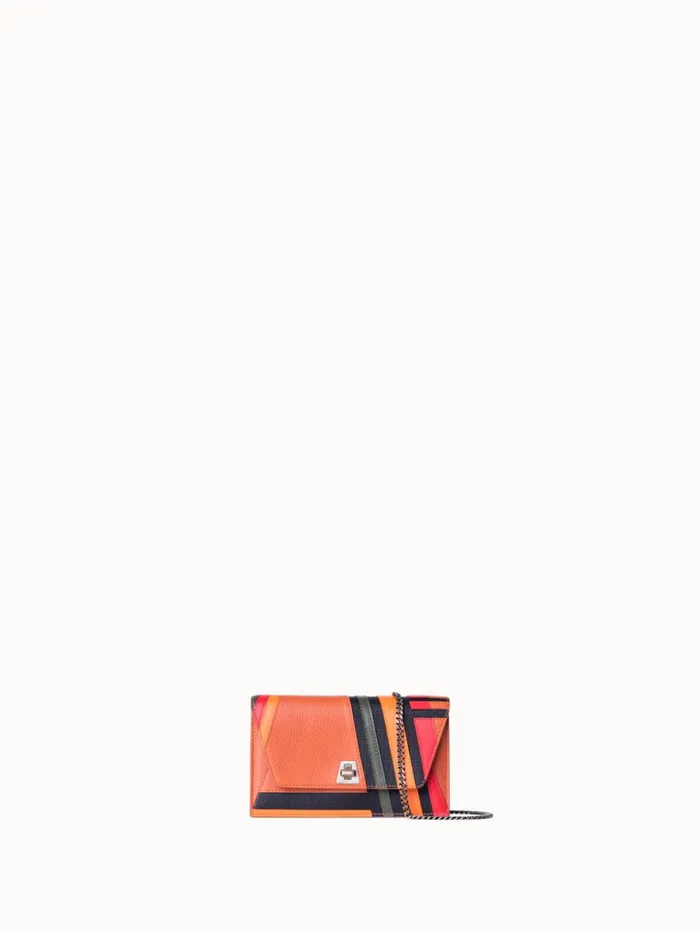 Anouk Clutch Bag In Zig Zag Trapezoid Leather Patchwork Multicolor Women Akris Clutches
