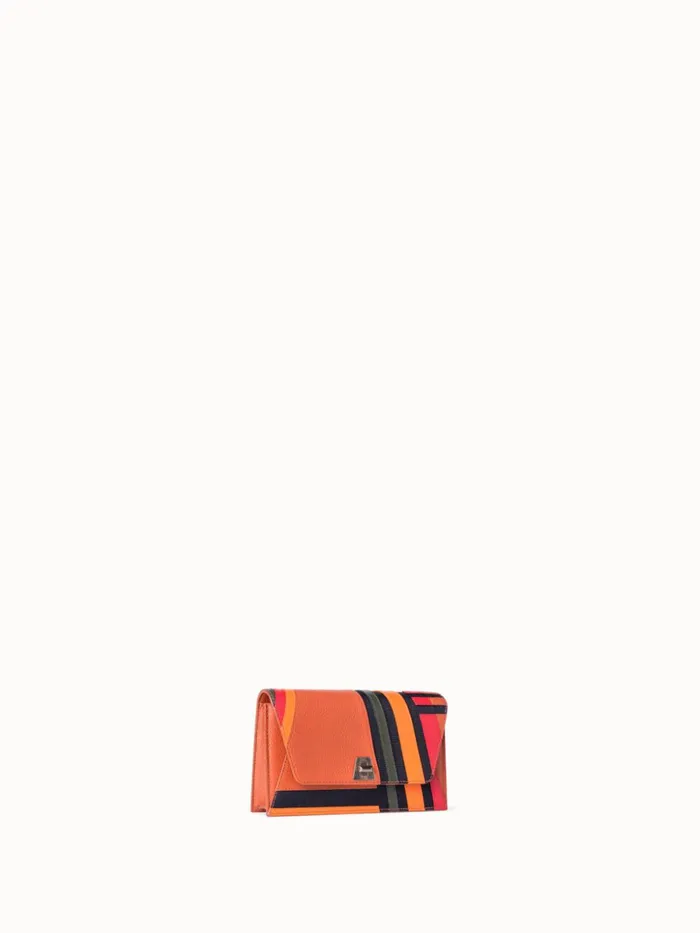 Anouk Clutch Bag In Zig Zag Trapezoid Leather Patchwork Multicolor Women Akris Clutches