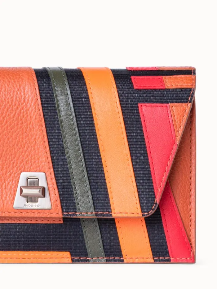 Anouk Clutch Bag In Zig Zag Trapezoid Leather Patchwork Multicolor Women Akris Clutches