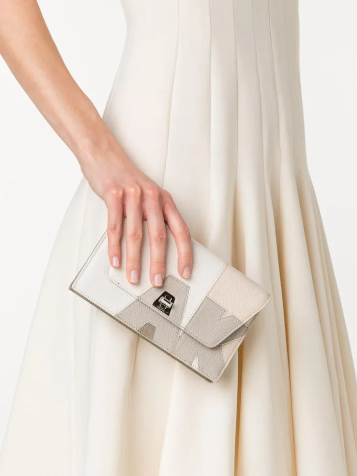 Anouk Envelope Bag In Leather Composed Letters Patchwork Light Multicolor Women Akris Shoulder Bags