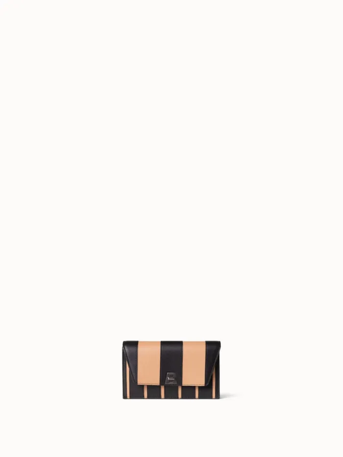 Anouk Envelope Bag In Leather Stripes Blackcordage Women Akris Mini Bags