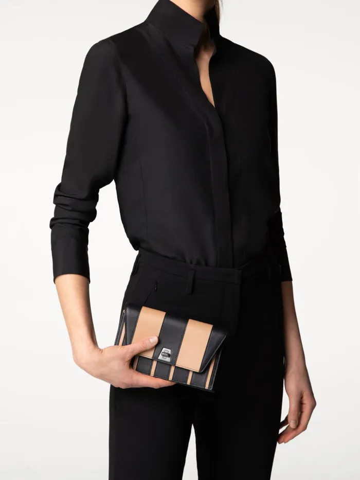 Anouk Envelope Bag In Leather Stripes Blackcordage Women Akris Mini Bags