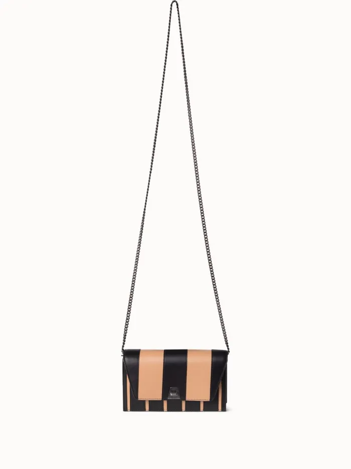 Anouk Envelope Bag In Leather Stripes Blackcordage Women Akris Mini Bags