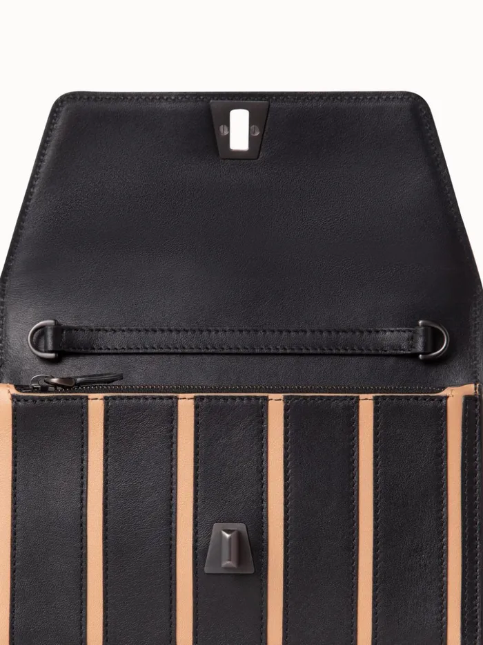 Anouk Envelope Bag In Leather Stripes Blackcordage Women Akris Mini Bags