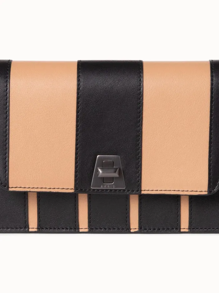 Anouk Envelope Bag In Leather Stripes Blackcordage Women Akris Mini Bags