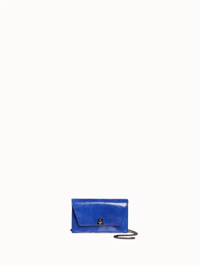 Anouk Envelope Bag With Shiny Lizard Finish Ocean Women Akris Clutches
