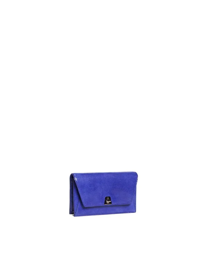 Anouk Envelope Bag With Shiny Lizard Finish Ocean Women Akris Clutches