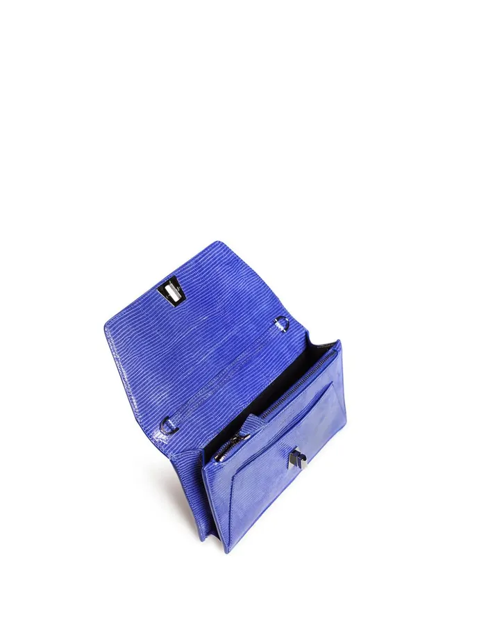 Anouk Envelope Bag With Shiny Lizard Finish Ocean Women Akris Clutches